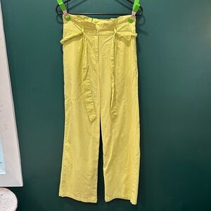 New Look Pale Yellow Linen-Blend Pants